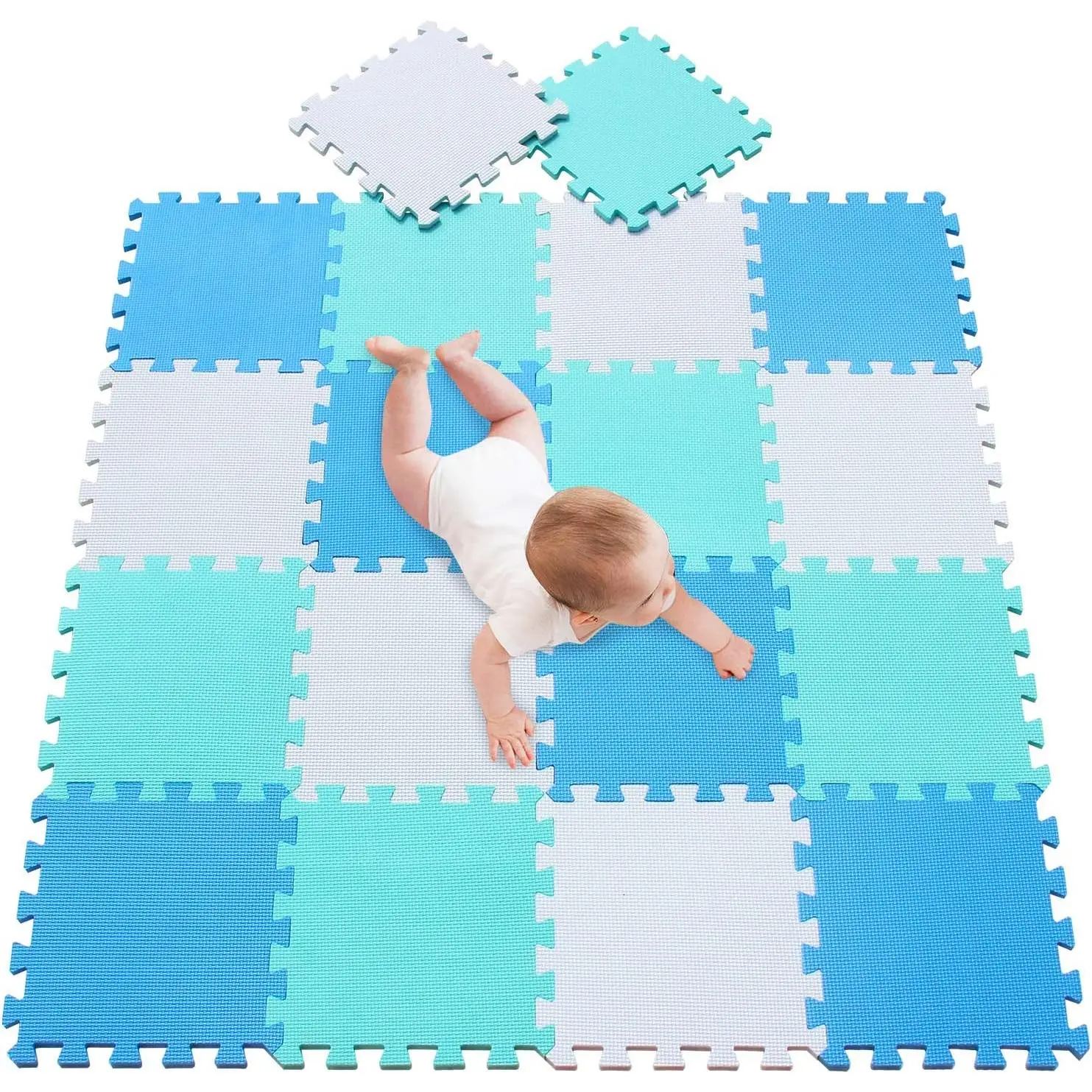 White blue green