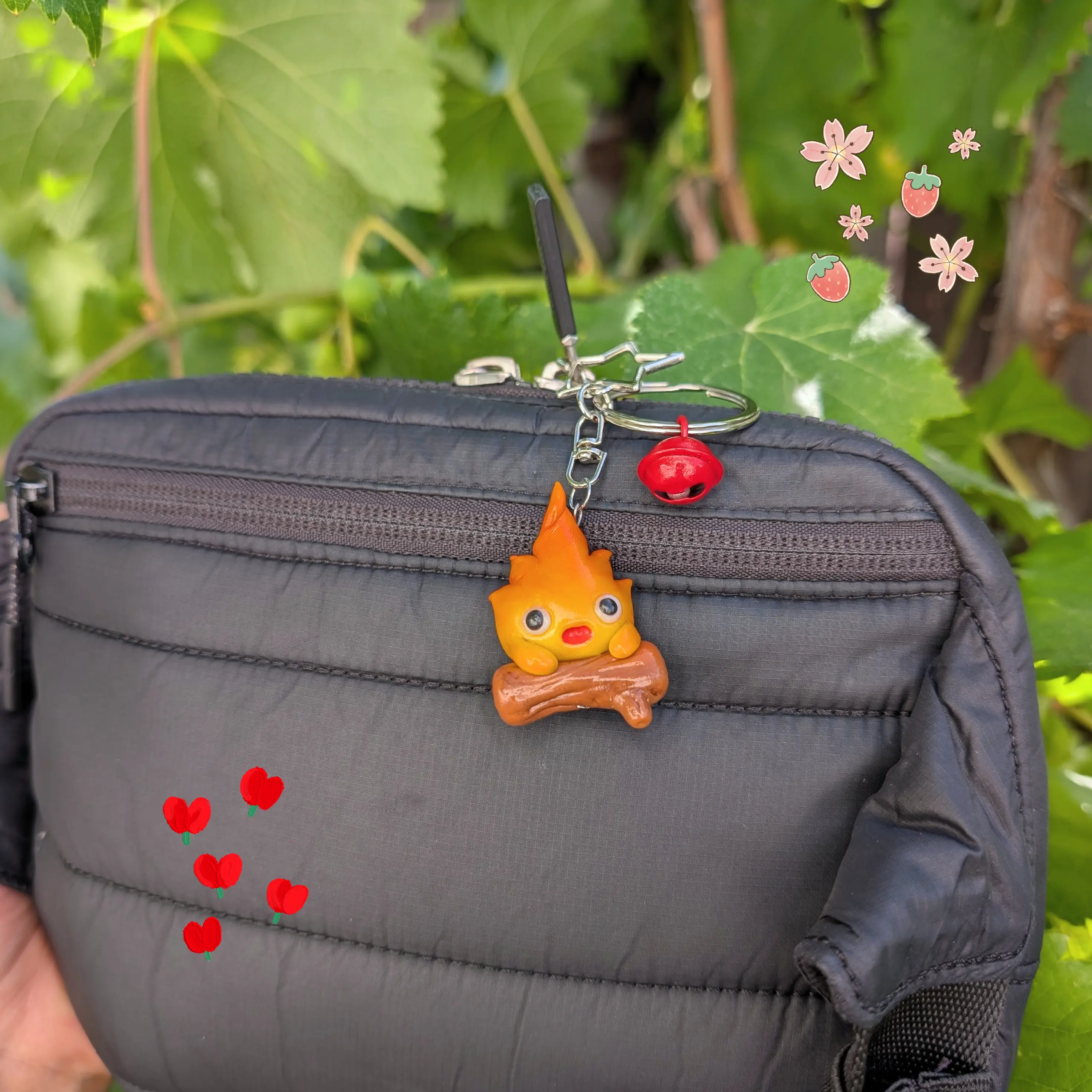 Fire Spirit Handmade Clay Keychain | Kawaii Anime Inspired Bag Charm Gift