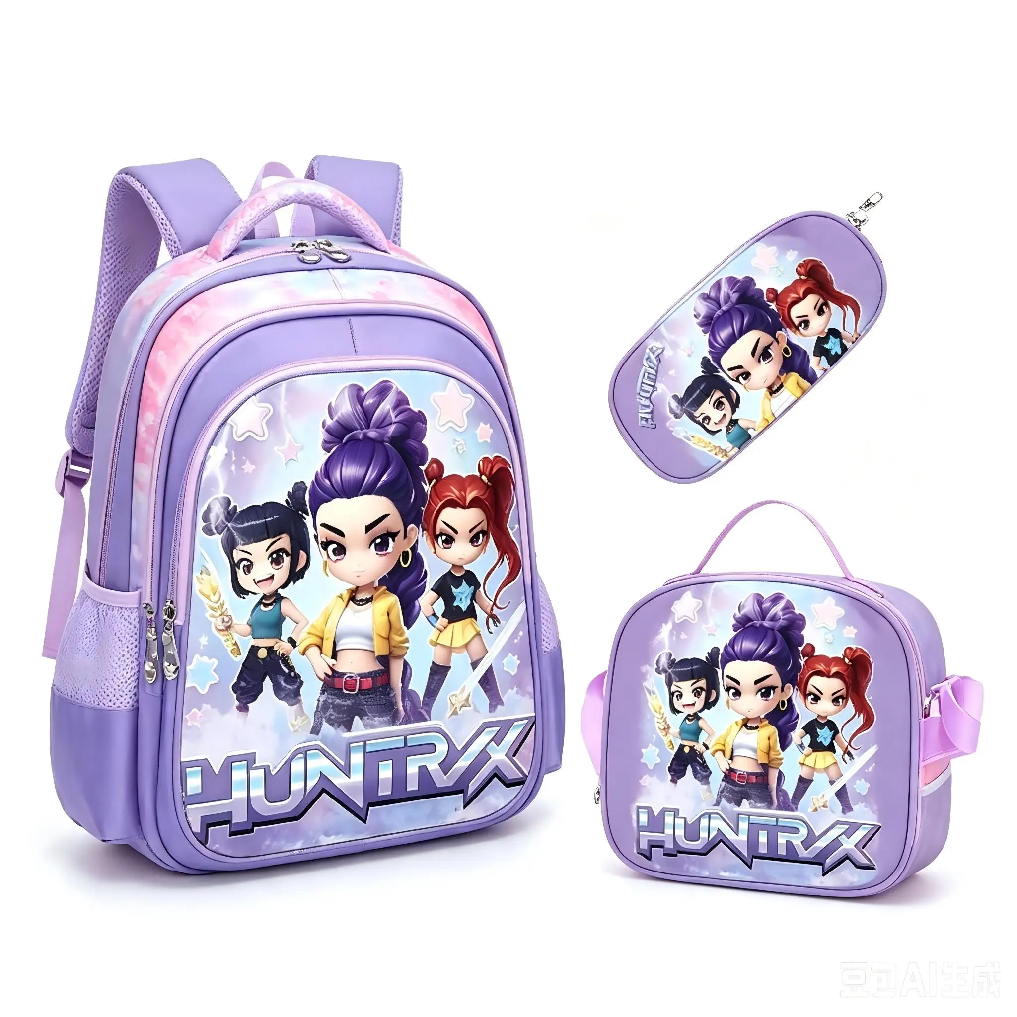 2026 New K-Pop Girl Group Style 3D School Bag 3-Piece Set – Ergonomic, Load-Reducing Design for Boys and Girls