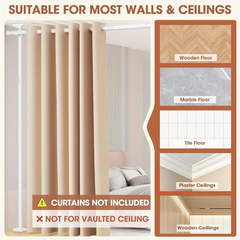 Adjustable Bedroom Partition Rod - Heavy-Duty Room Divider Curtain Rod for 4-10 Ft High and 28-70 in Wide Spaces - No Drill Freestanding Separator Freestanding Tension Curtain Stand(Curtains are not included)