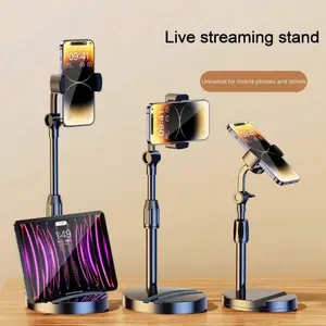Upgraded Height Adjustable & 360° Rotatable Phone Stand with Dual Slots | Waterproof ABS Phone Holder for Live Streaming & Recording | Universal for Smartphones & Tablets | Sturdy Base & Durable Plastic | Modern Minimalist Design for Home, Office & Travel