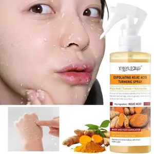 100ml turmeric exfoliating spray, Face care products - contains kojic acid, turmeric, salicylic acid. Helps improve rough and uneven skin through physical exfoliation. Can be used on face, body, etc. Cleans deposited cutin Brightening Exfoliating