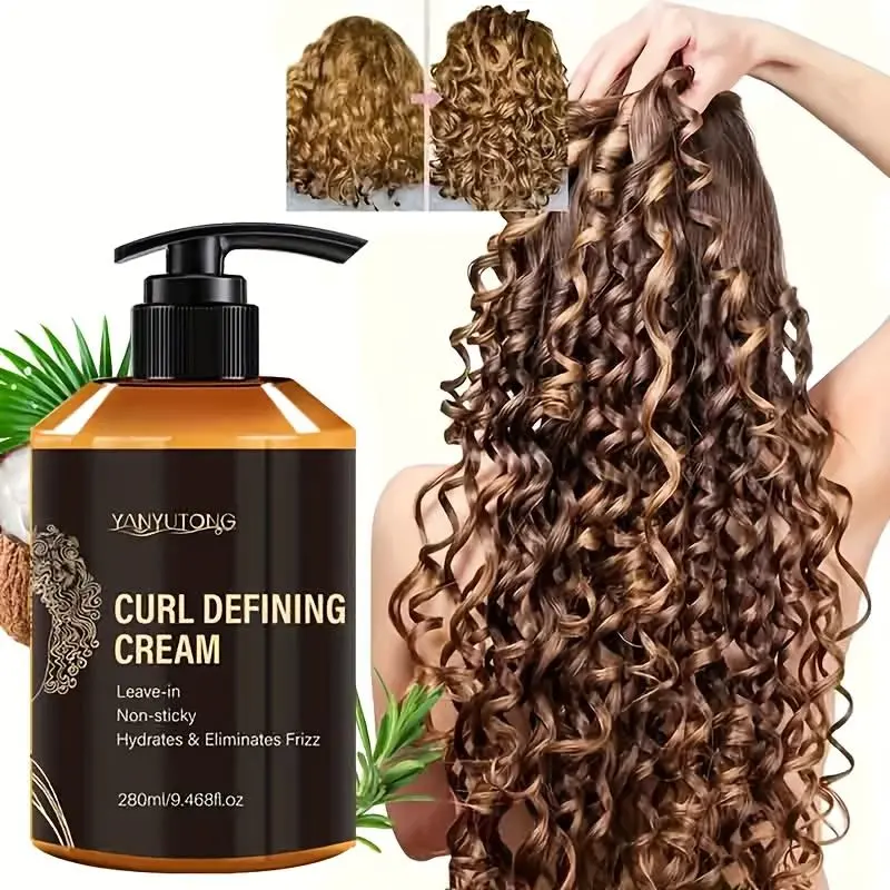 280ml Curling Cream, Perfect Curls, Black perm, Latin American curls, Dirty braid styling, Moisturizing styling cream containing Moroccan oil, long-lasting and elastic, suitable for wavy and curly hair, anti frizz care, Haircare, Non stick formula