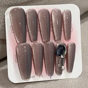 Misty Grape Press On Nail Set - Shimmering Grape Color, Press On Application, Includes Elegant Accessories