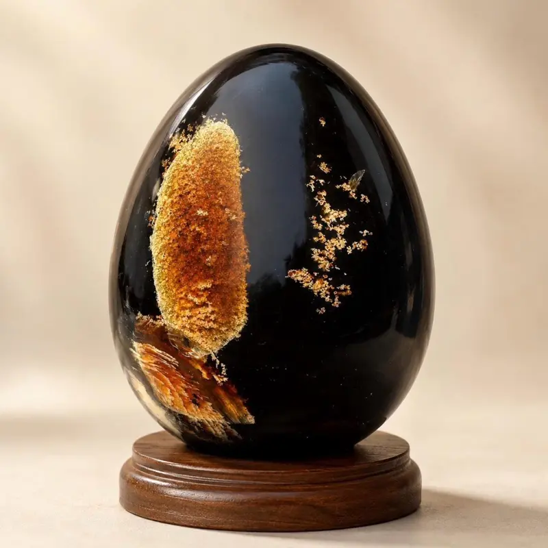Polished Blue Indonesian Amber Egg - Sumatran Amber Decoration Display Piece for Jewelry Accessories & Derivatives