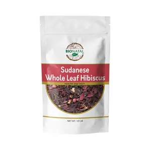 BioNatal Sudanese Whole Leaf Hibiscus 0.5 lb | Dried Hibiscus Flowers (Karkade) Herbal Tea | Loose Leaf Hibiscus sabdariffa for Hot & Iced Tea, Juice & Recipes | Naturally Caffeine-Free, Tart Flavor, Deep Red Color | Premium Whole Petals