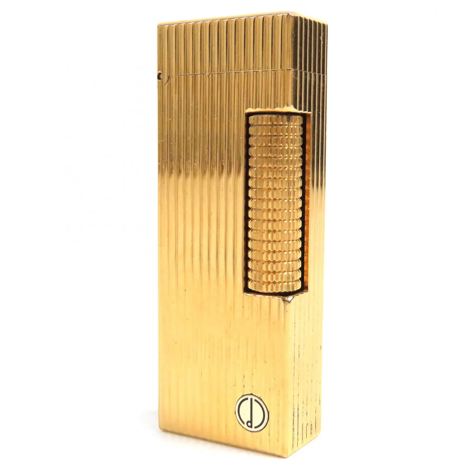 Pre-owned Dunhill Stainless Small Leather Goods Logo Engraved Stripe Pattern Lighter