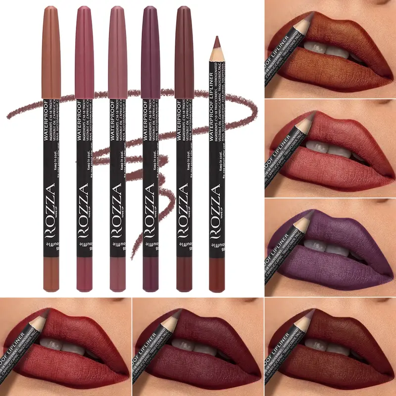 6pcs Waterproof Lip Liner Set Smooth Weightless Precise Long Lasting Blends Effortlessly Beginner Friendly All Skin Types