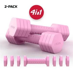 FITRX 5-Lb Adjustable Dumbbells 4-in-1 Hand Weights for Home Gym, 2-Pack