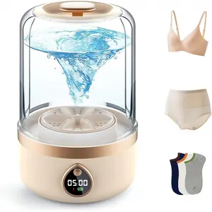 Underwear washing machine, portable mini washing machine, upgraded mini washing machine, rechargeable wireless washing machine, used for bras, underwear, socks (1.5-liter apricot color)