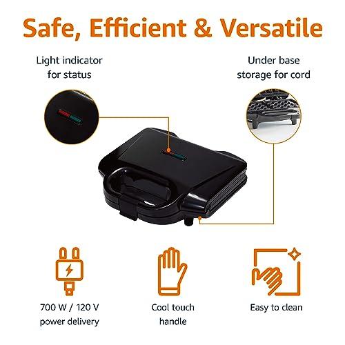 Amazon Basics 2-Slice Waffle Maker with Non-Stick Coating, Easy to Clean, 700W, Black