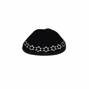 Kippah Black Velvet 4 Sections Yarmulke Keppah Kipa Kipot 19 Cm Formal Cap