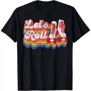 100% Cotton Cool Roller Skating Skate Girl 1970S Retro T-Shirt