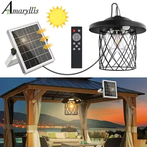 Outdoor Solar Shed Light, Classic Metal Solar Pendant Light with 86 High-Brightness LEDs, 3 Color Temperature Adjustable, 5 Lighting Modes, Remote Control, Waterproof and Rust-Proof Decorative Hanging Lamp for Yard, Barn, Gazebo, Garden and Patio