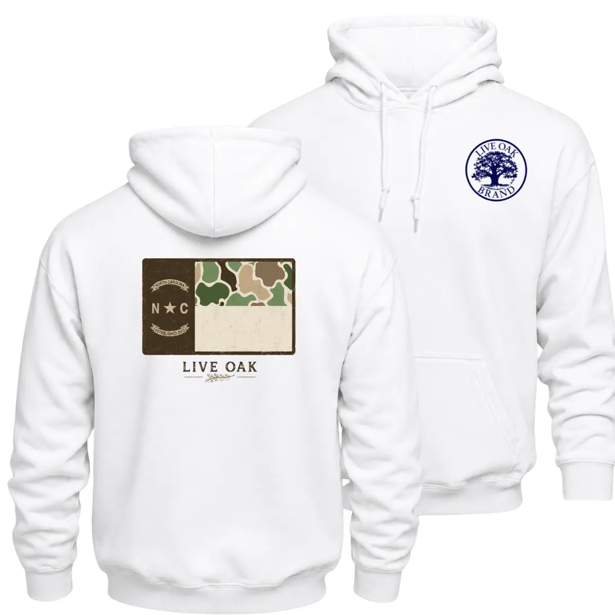 Vintage North Carolina Camo Flag Outdoor Hoodie, Double Sided Distressed NC State Flag Camouflage Pullover Sweatshirt, Retro Hunting Camo Pride Hoodie, Heavyweight Sweatshirt, Patriotic NC Gift For Men