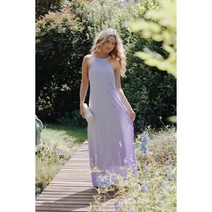 Melody Plisse Halter Maxi Dress - Lavender