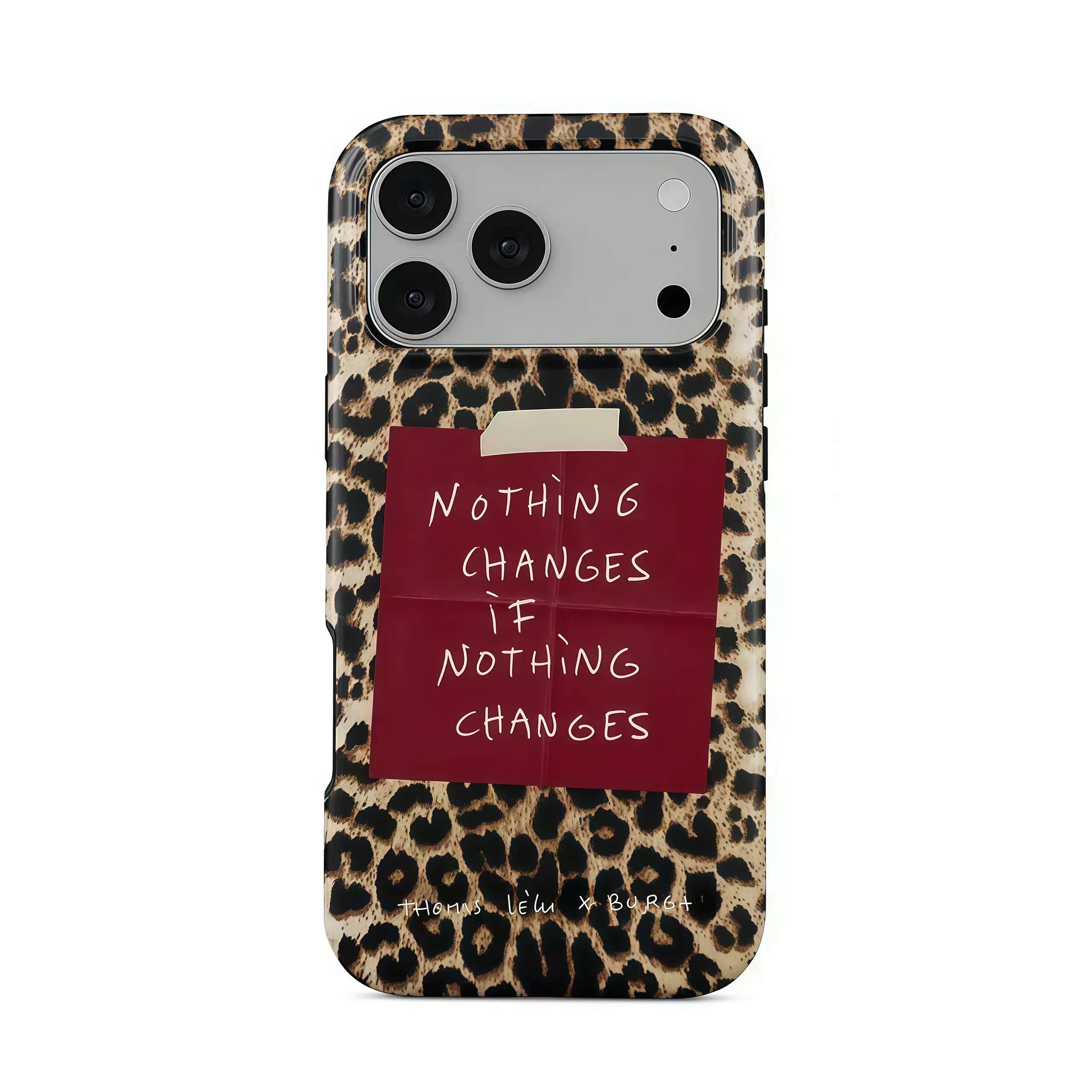 Aesthetic Leopard Print Slogan Customized Polycarbonate Cellphone Case - 2-in-1 Glossy Phone Accessory with Waterproof, Shockproof, Durable Protection for iPhone 17/16/15/14/13/12/11/X, Ideal Holiday Gift for Friends, Phone Accessories