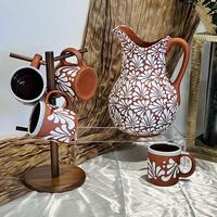 Brown/White with 4 Cups and Cup Holder