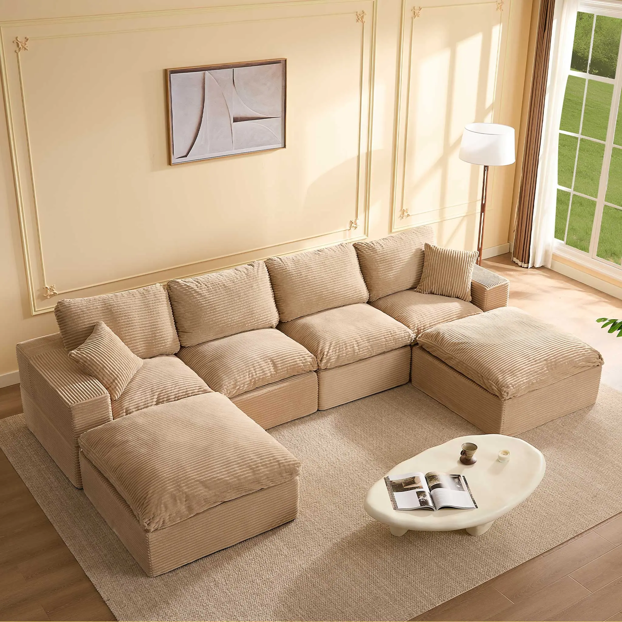 Camel-4 Seater + 2 Ottoman - 137" U