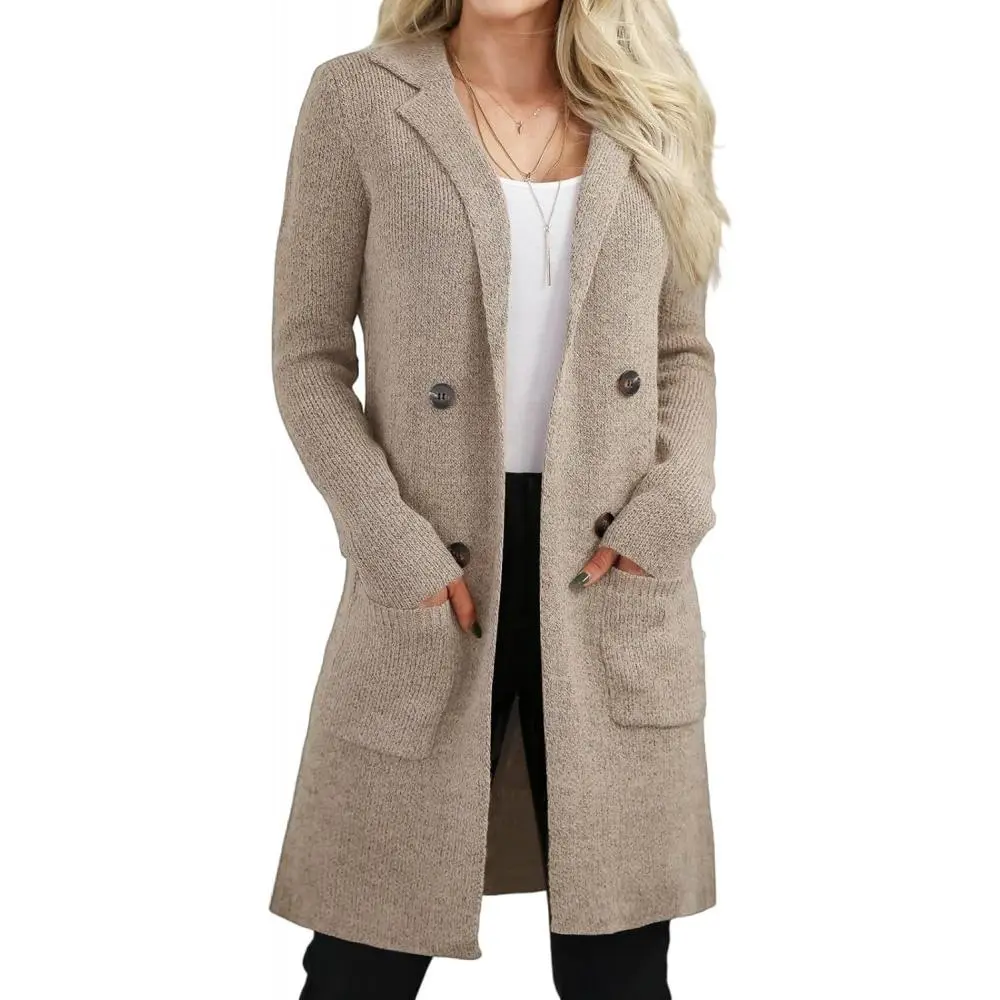 Women's Open Front Long Cardigan Sweaters Fall Casual Knit Jackets Coatigan with Pockets