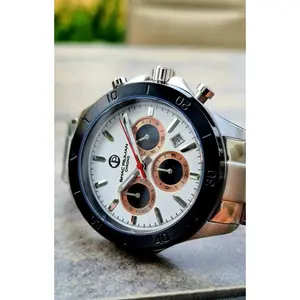 CHRONO 5 ATM Quartz Watch Silver/White