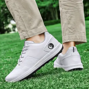 Waterproof Men's Golf Footwear - Non-Slip Breathable Athletic Sneakers with Spikes for Improved Traction