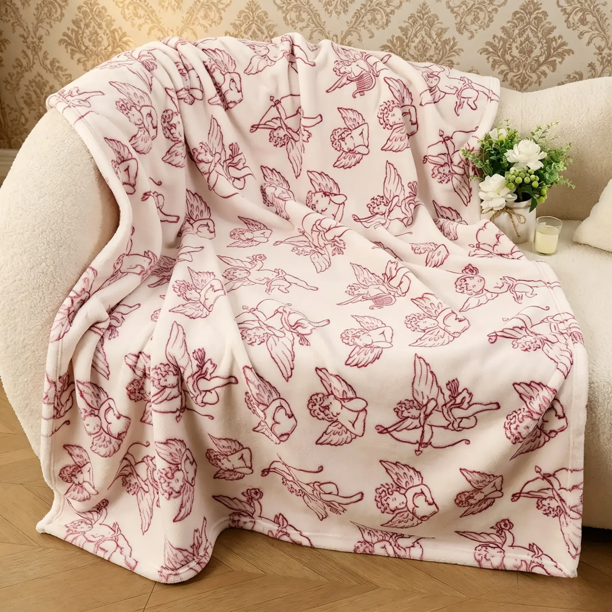 Angel Super Soft 3D Design Throw Blanket(deals for you、restock、dealsforyoudays) - Fuzzy Plush, Marshmallow, Soft Cozy, Lightweight Knit, Instant Cool Relief, for Sofa/Chair, Fuzzy Plush Throws, Marshmallow Blanket Throws