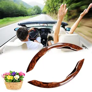 2PCS Steering Wheel Cover, Wood Grain Steering Wheel Cover Have an extremely comfortable grip and enjoy driving fun 11.8 inch Segmented Non Slip Breathable Car Wheel Cover for Men/Women, Universal Fit for 99% Car, Soft Elastic Stretch Wheel Protector