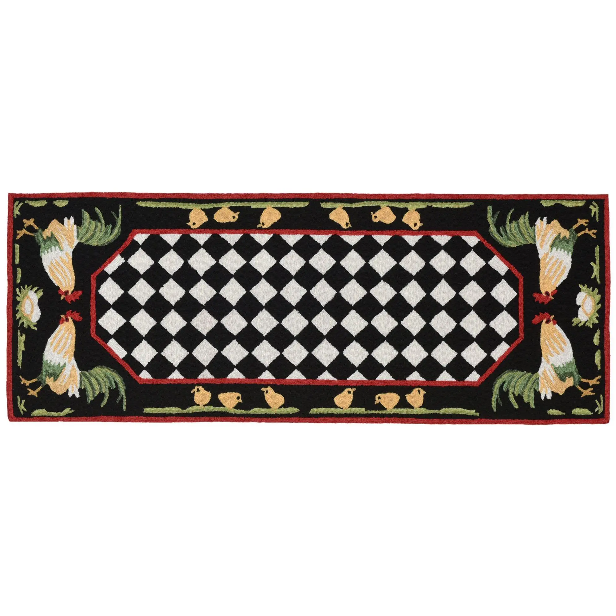 Liora Manne Frontporch Rooster In-Out Rug Black24" x 60"