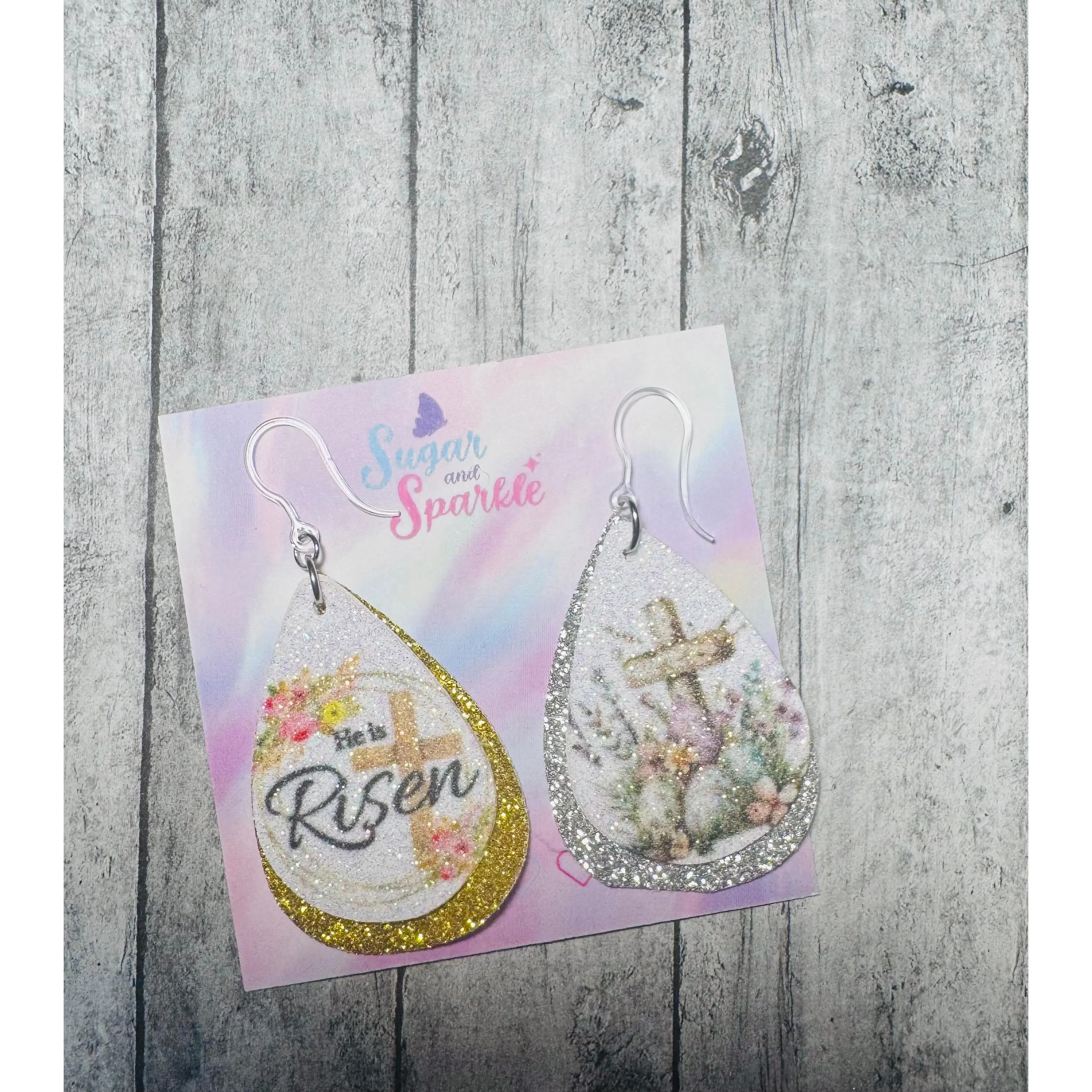 Easter Glitter Leather Dangly
