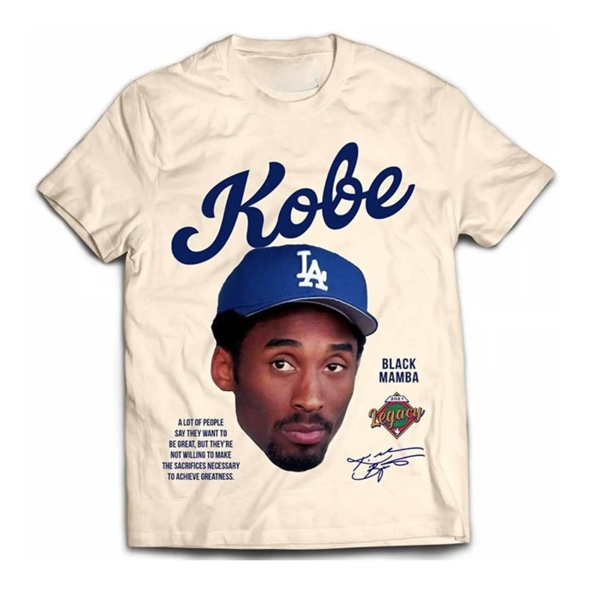 Kobe Tribute Shirt  Cream Vintage Kobe Menswear Top Crewneck Underwear Streetwear Tshirt TShirt Tropical
