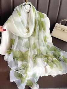 Women's Elegant Floral Print Long Scarf, Fashionable Lightweight Shawl for Women, Versatile Scarf for Beach & Travel