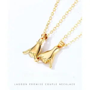 2026 Valentine's Day Gift Pinky Promise Couple Necklace Set - Matching Designer Pendants for Him & Her, Ideal for Anniversary & Daily Wear, Unique & Stylish, Premium Craft, Comfortable All-Day Wear