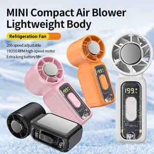 【Mother's Day Campaign】Mini Multipurpose Handheld USB Fan, Powerful Turbo Portable Fan with Speed Levels 1–199, 20800 RPM High-Speed Motor, 16 h Max Cooling Time, 4300mAh Rechargeable Battery, Pocket Personal Travel Gadget for Women and Men ,Pink