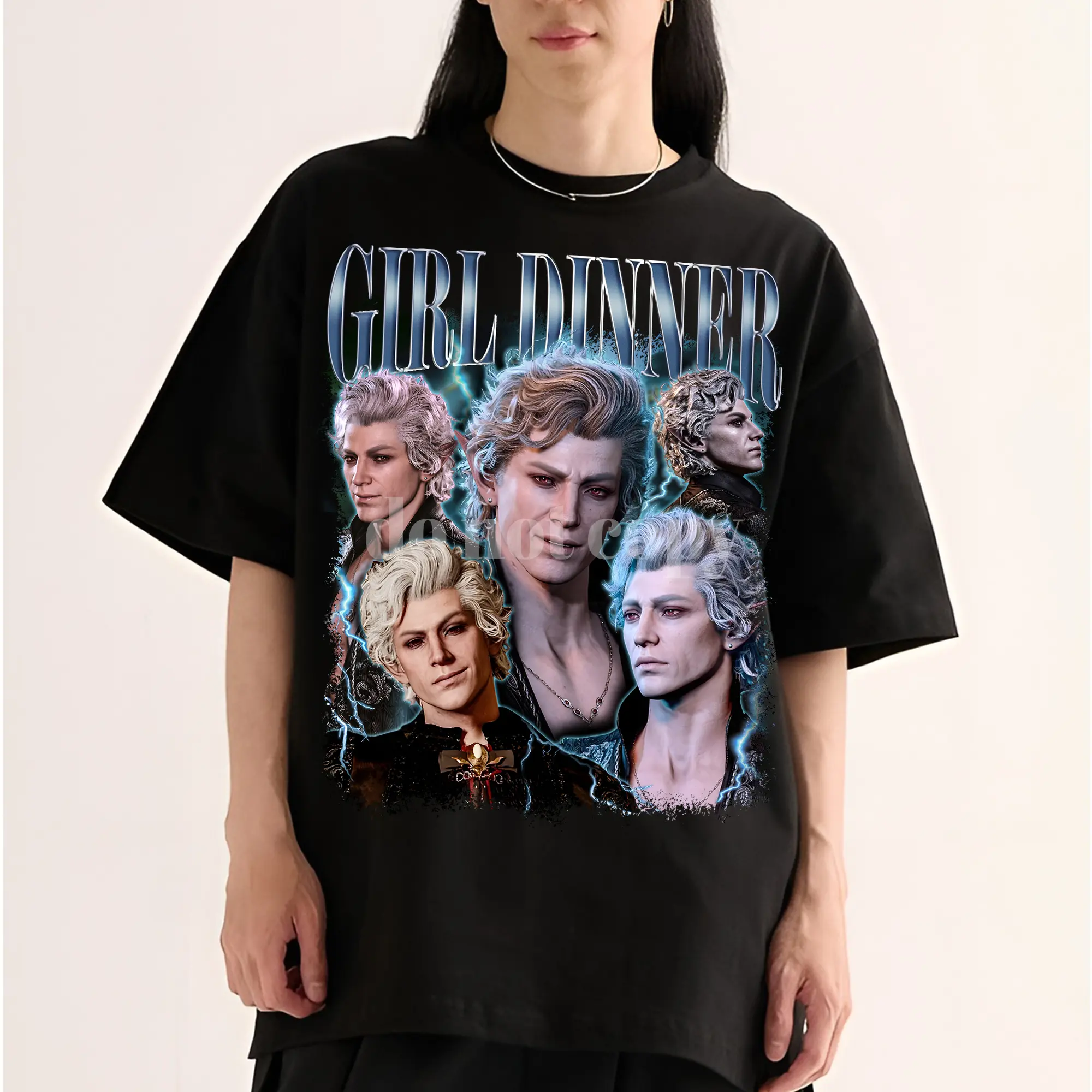 Astarion BG3 Girl Dinner Retro T-Shirt Sweatshirt Hoodie Cotton 3D Game Astarion Fan Gift Fabric Top