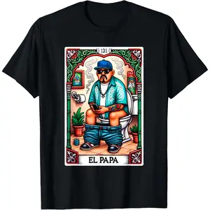 Pure Cotton Tee El Papa Latino Tarot Card Spanish Doing Dad Shit Fathers Day T-Shirt Breathable Clothes Fashion Soft Fabric Menswear