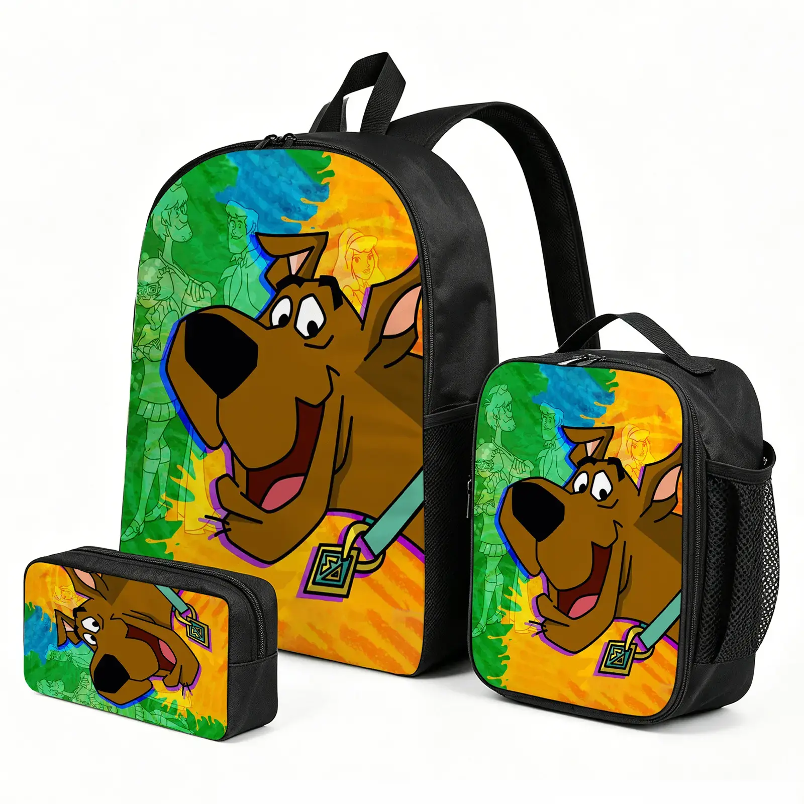 Scooby-Doo Feather Light Back to School Haul Backpack with Elastic Strap, Matching Lunch Pouch, Colorful Cartoon Character-Themed 3pcs Set for Girls, Feather Light Backpacks, Colorful Cartoon Backpacks