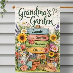Personalized Grandma's Garden Flag, Where Love Grows Flag, Custom Flag for Nana, Mimi, Mother's day Flag, Garden Gifts, Grandchildren Flag