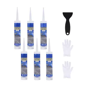 Concrete Crack Filler Outdoor  Cement Crack Filler, MS Polyurethane Sealant Self-Leveling Driveway Repair Filler Flexible Concrete Patch Gray 10.5 fl. oz (Grey,6 Pack)