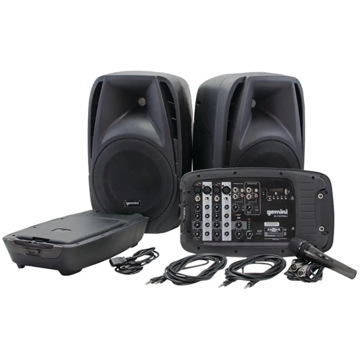 212 MAIN Gemini ES-210MXBLU Durable Bluetooth 2-Way High-Powered Passive PA Speaker, Resistant ABS Nylon Portable Audio Device with Digital Amplifier Compatibility for MP3 Playback & SD Support