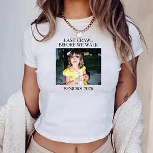 Last Crawl Before We Walk Baby Tee, Senior 2026 Baby Tee, Y2K Graduate Shirt, Class Of 2026 Shirt, Y2K Aesthetic Graphic 90s Crop Top Cotton