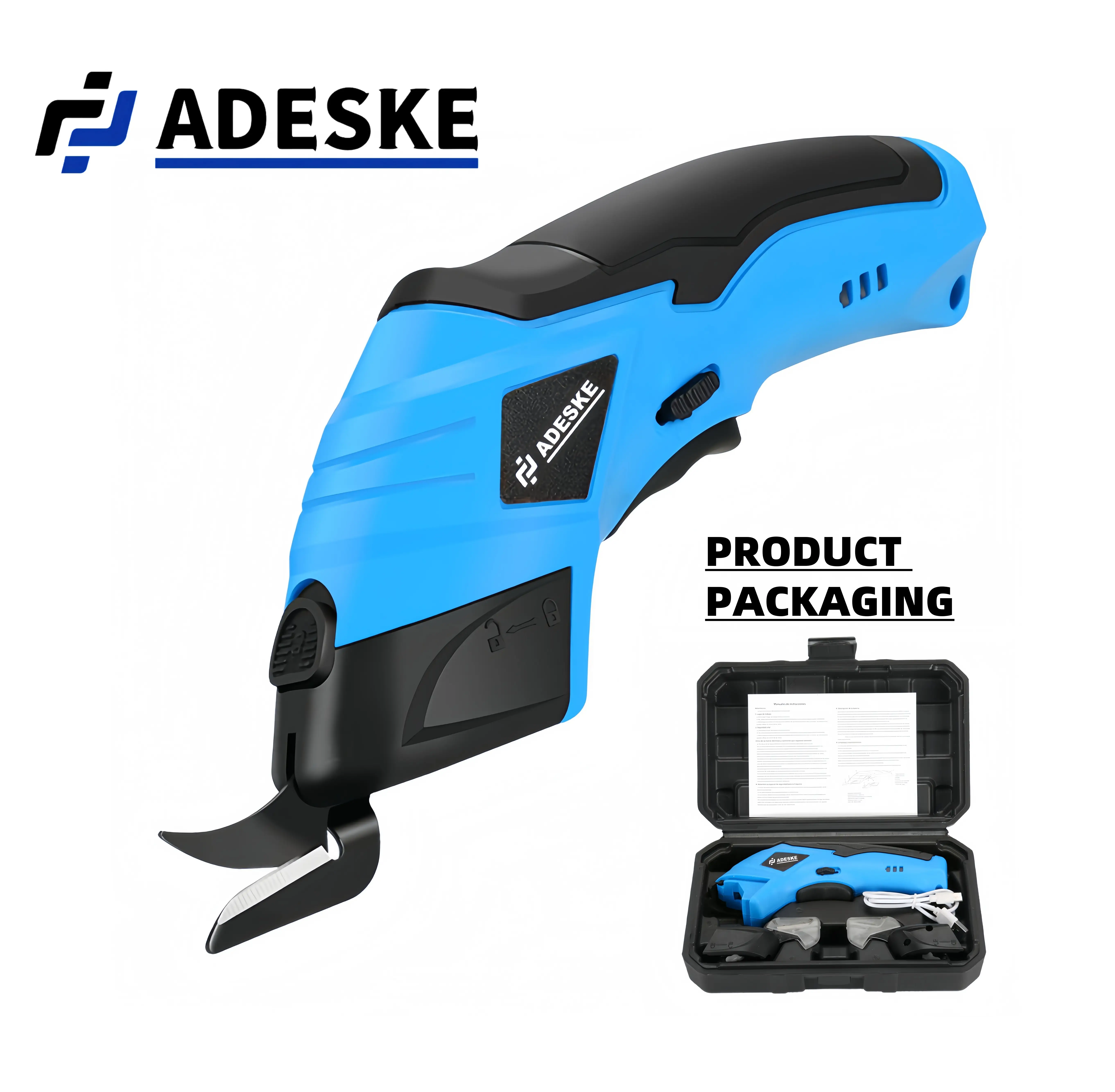 ADESKE Cordless Electric Scissors 3.7V USB Rechargeable Sewing, Scrapbook, Handmade Alloy Steel Electric Scissors For Cutting Fabric, Cardboard, Carpe