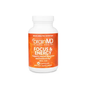 BrainMD Focus & Energy – 28 Vegan Capsules (Trial Size) | Promotes Mental Sharpness & Productivity | Focus & All-Day Energy with Essential Aminos