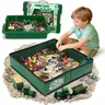 BEIREG Unisex Kids' Farm Theme Sensory Bin Sand Kit (Ages 3+), Plastic Foldable Sandbox with Lid, 2.2 lbs Play Sand, 70+ Accessories - Tool & Vegetable Kit, Authentic Farm Miniatures, Tractor, Figures, Animals for Children Development