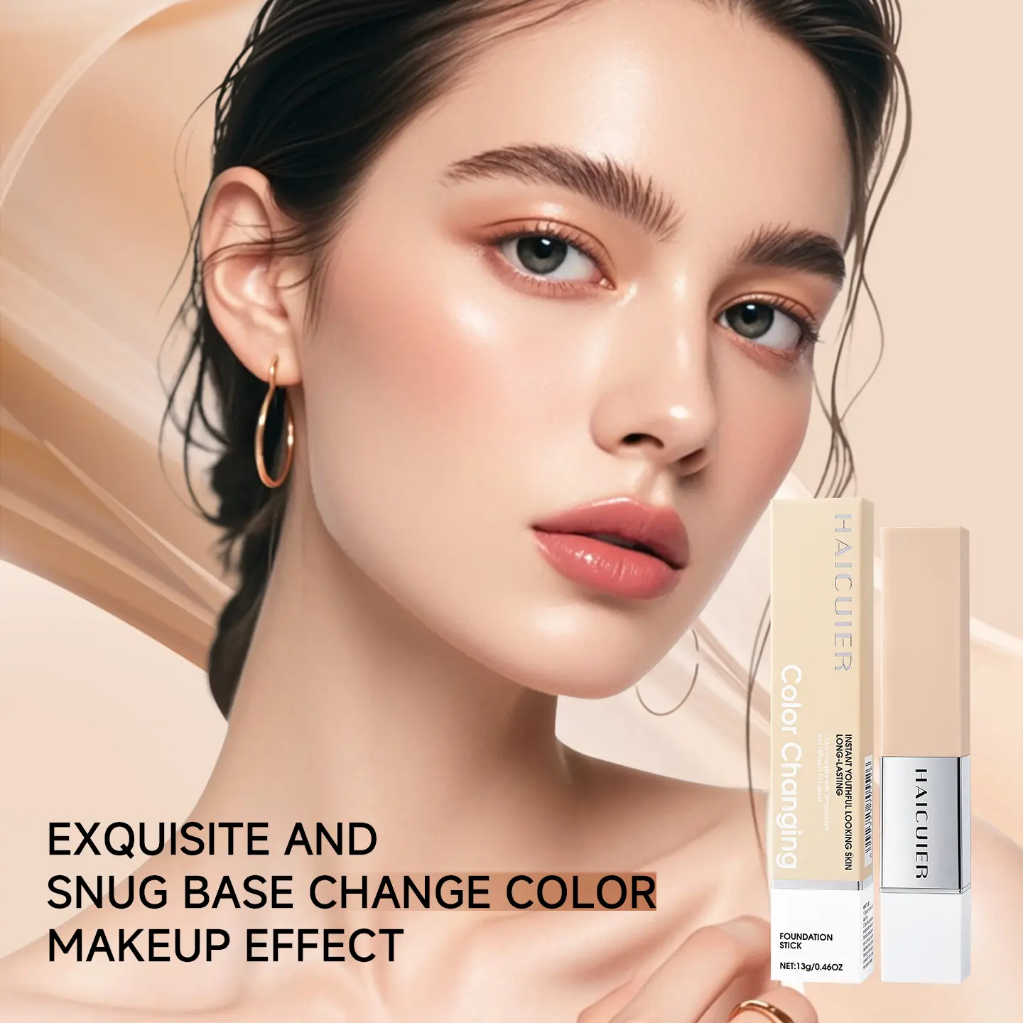 Dual-Ended Concealer Stick with Brush Head, Super Coverage Concealer, High Coverage Matte Finish Foundation, Long-Lasting Natural Makeup for Daily Use & Travel