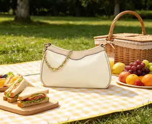 Monogram Baguette Shoulder Bag, Inspired Chain Hobo Purse, Vintage Canvas Crossbody for Daily & Date Night