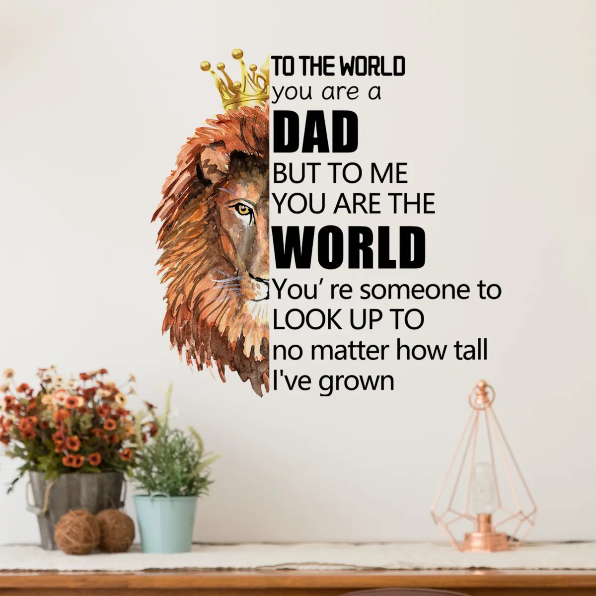 A set (30*60cm) of lion wall stickers wearing a crown, which can beautify the living room, corridor, bedroom, bathroom and toilet. Wall stickers for background walls MS8383