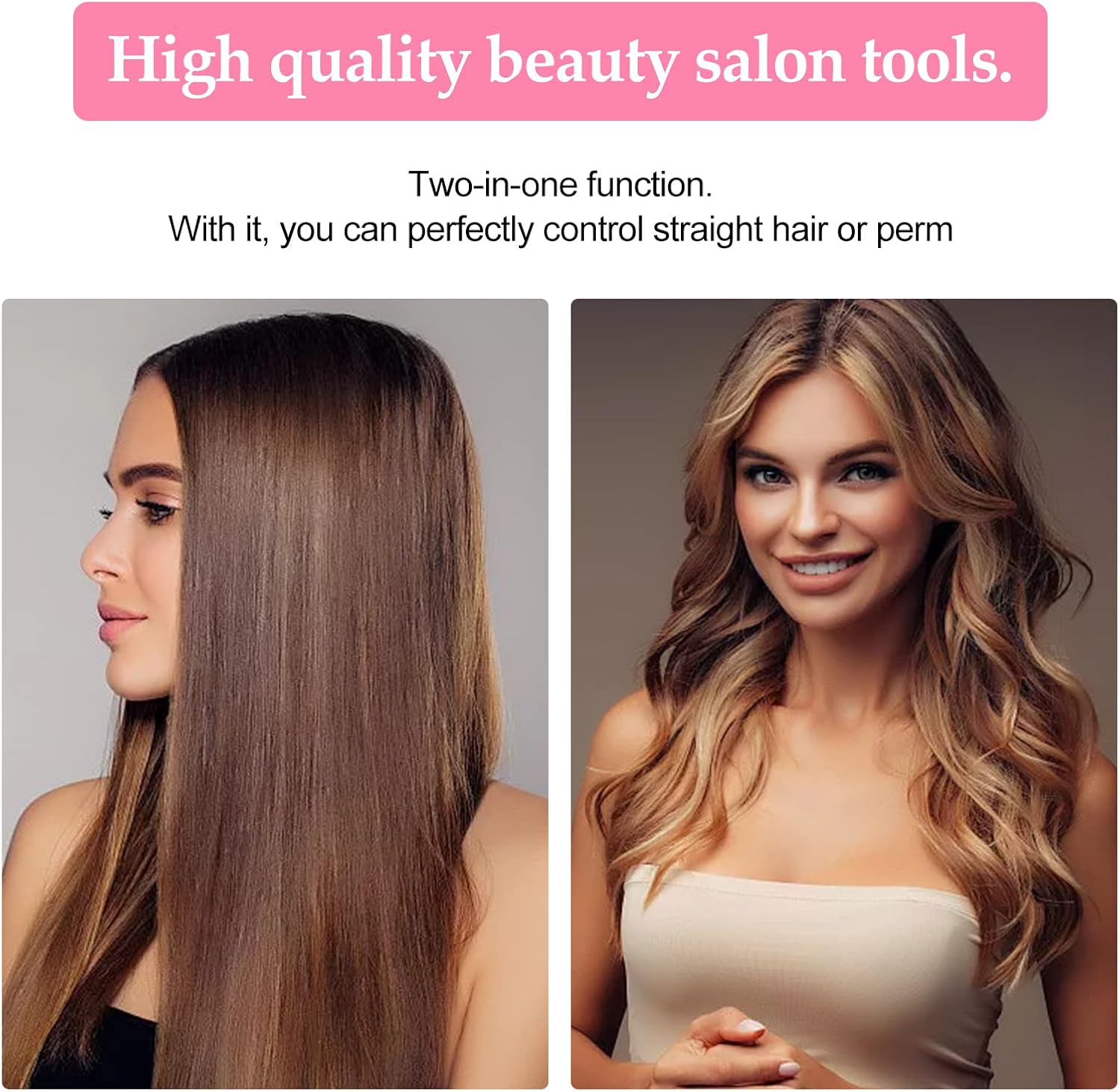 2 in 1 Mini Hair Straightener & Curler, Portable Ceramic Tourmaline Flat Iron for Short Hair & Travel, Lightweight Mini Hair Styling Tool with US Plug White