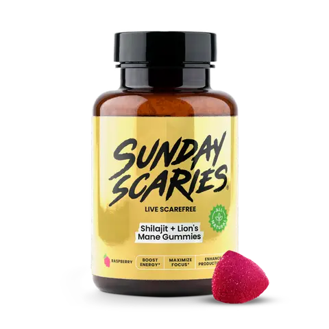 Sunday Scaries Shilajit Gummies - 30 Piece, 150mg Shilajit & 250mg Lion's Mane, Energy Boost & Peak Mental Clarity, All-Natural Gummies