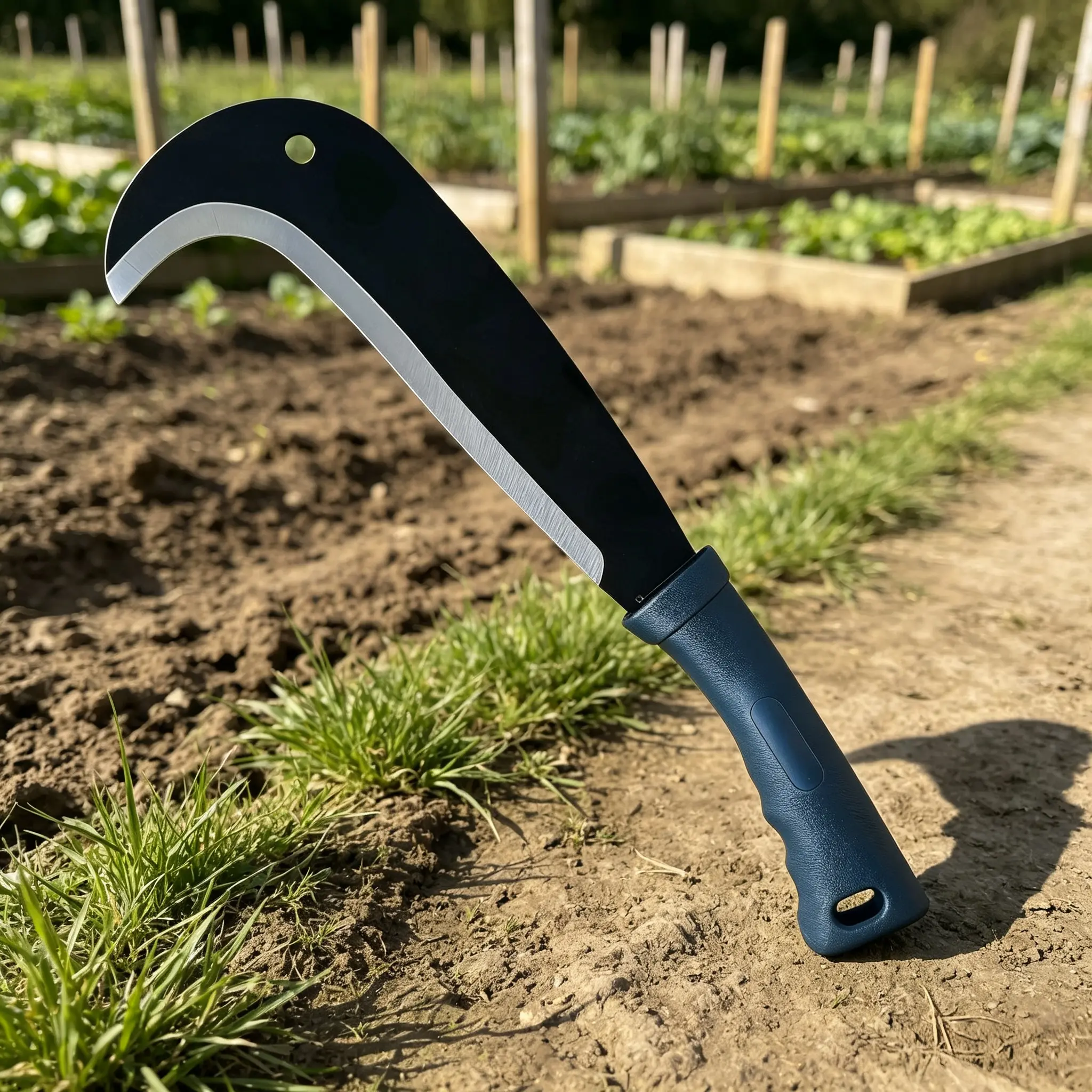 Heavy Duty Steel-Blade Garden Pruning Knife with Non-Slip Rubber Grip - Handheld Sickle for Outdoor Users, Ideal for Weed Control, Tree Branch Trimming